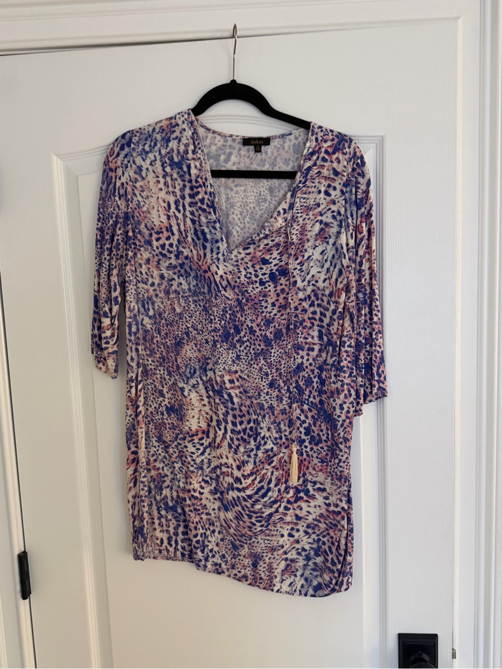Aakaa Lavender Multi-Print V-Neck Tunic